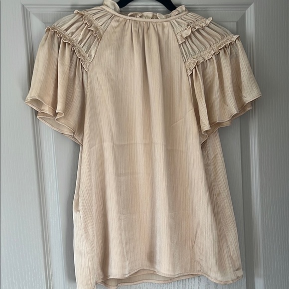 CeCe Yellow Gold Ruffle Sleeve Top - Picture 3 of 5